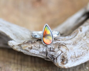Sterling Silver Ammolite Ring - Size: 6
