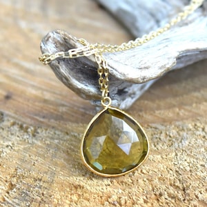 Gold Plated Smoky Quartz Pendant with Chain