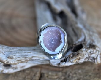 Sterling Silver Druzy Ring - Size: 9