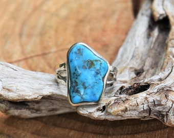 Sterling Silver Sleeping Beauty Turquoise Ring - Size : 8 1/2 - Etsy