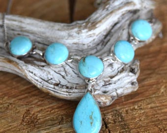 Collana in argento sterling con turchese blu del Mojave