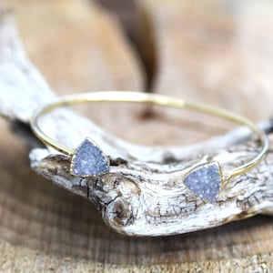 Gold Plated Adjustable Druzy Bracelet
