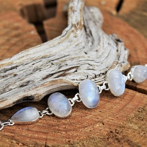 Bracciale in pietra di luna in argento sterling