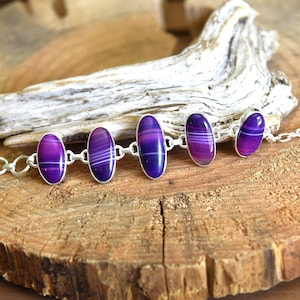Purple Botswana Agate Sterling Silver Bracelet