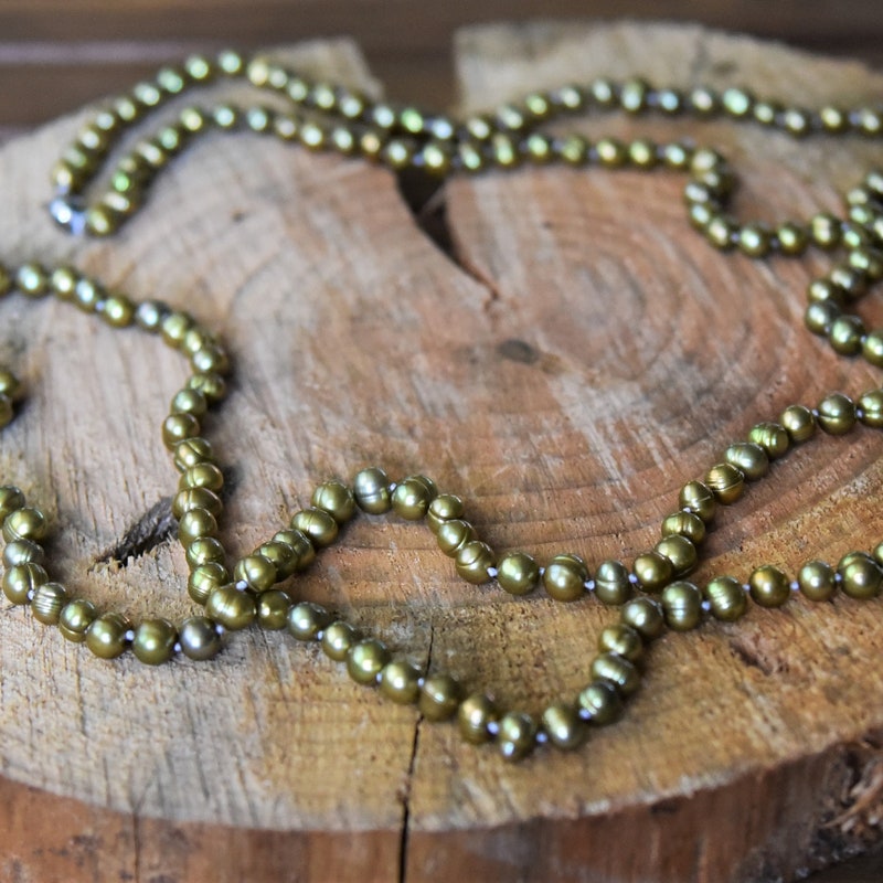 Gertrude Pearl Flower Scarf Necklace - Green/Black/Orange main image 0