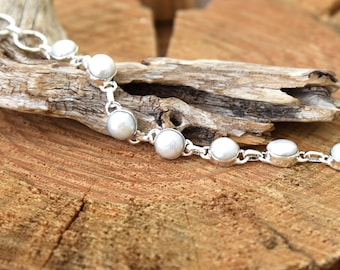 Witte parel sterlingzilveren armband