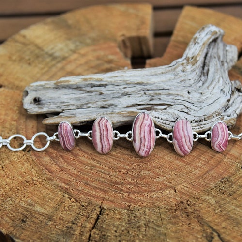 Sterling Silver shops Rhodochrosite Bracelet
