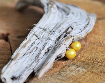 Yellow Fresh Water Pearl Earrings