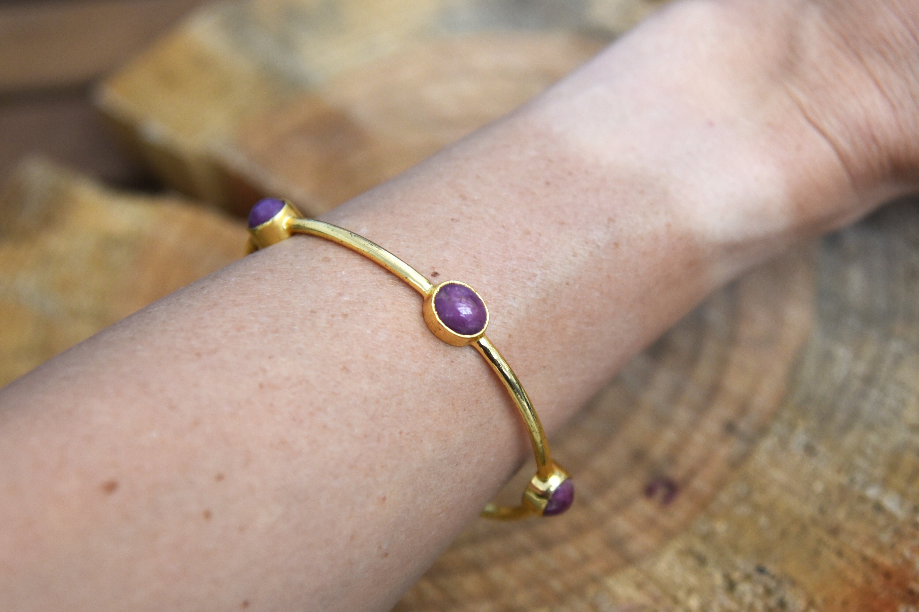 Ruby Timms Gold Plated Ruby Bangle Bracelet - Etsy