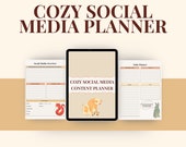 Cozy Social Media Content Calendar, Planner, Digital Content Planner Spreadsheet, Social Media Planner Template, Monthly Content Spreadsheet