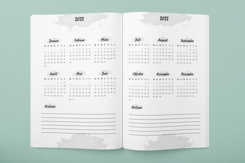 Jahreskalender 2022 Deutsch A5 6x 9 144 S. | Etsy