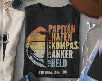Papa T-Shirt für Segler und Seeleute | Papitän | personalisiert