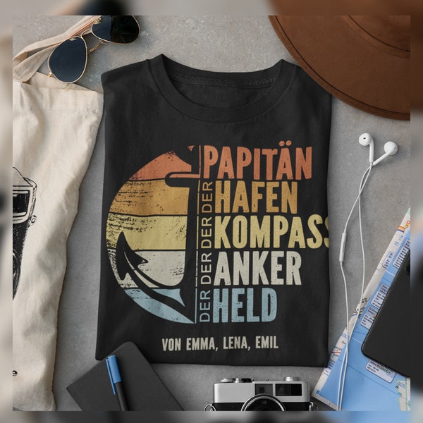 Papa T-Shirt für Segler und Seeleute | Papitän | personalisiert