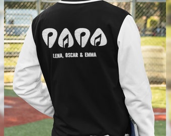 Papa College Jacke für Musiker und Gitarristen | College Jacke Papa | personalisiert | Geschenk | Vatertag | Geburtstag | Geburt | Familie