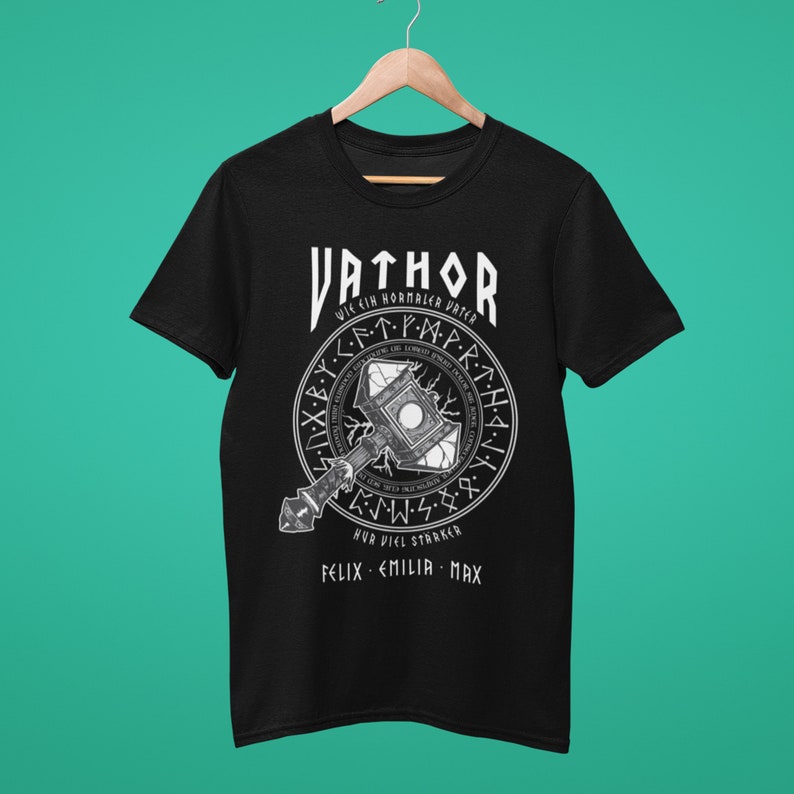 Vatertagsgeschenk Vater Va-Thor Wikinger Personalisiert Geschenke zum Vatertag Herren Shirt Bild 5