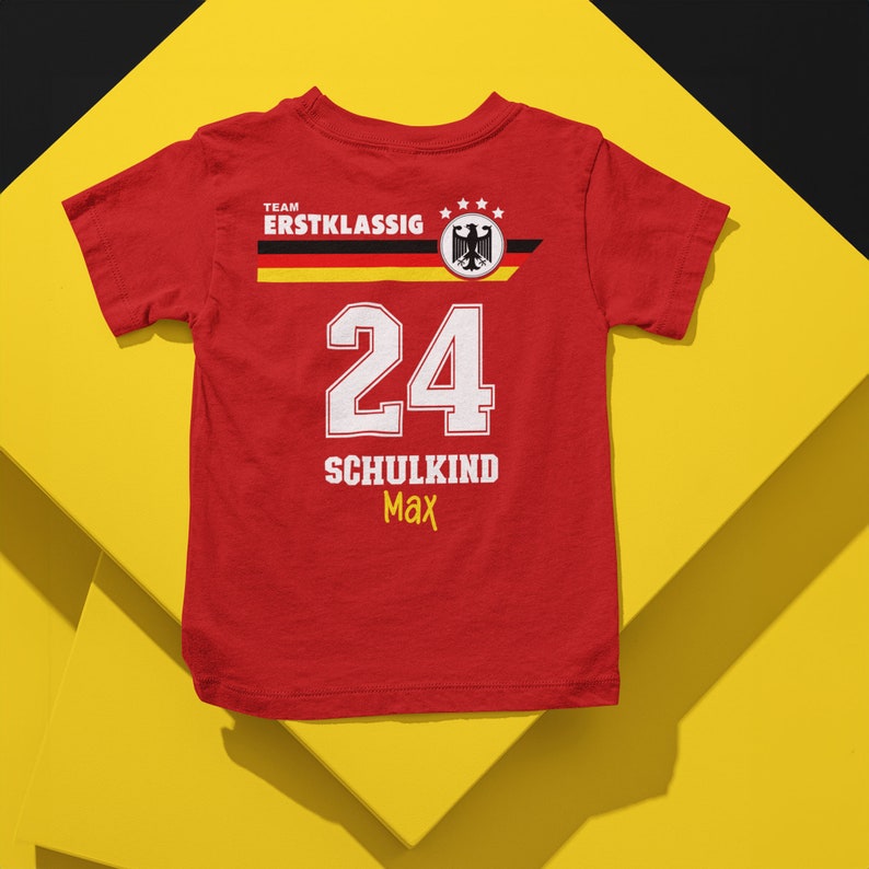 Deutschland Fussball Trikot T-Shirt mit Namen / Geschenk Schulkind 2024 personalisiert / Einschulungsshirt Bild 1