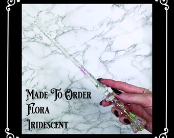 MADE TO ORDER: Flora, Iridescent, Handmade Magic Wand