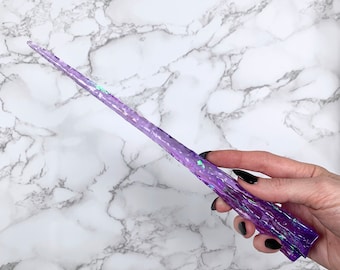 Translucent Purple, Iridescent, Star Design, Handmade Magic Wand