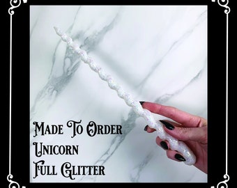 MADE TO ORDER: Full Glitter, Unicorn, Handmade Magic Wand