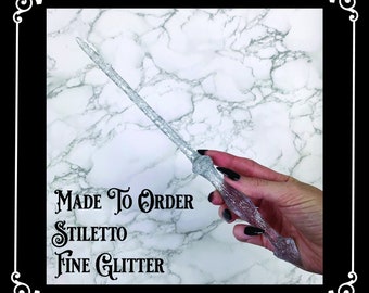 MADE TO ORDER: Fine Glitter, Stiletto, Handmade Magic Wand