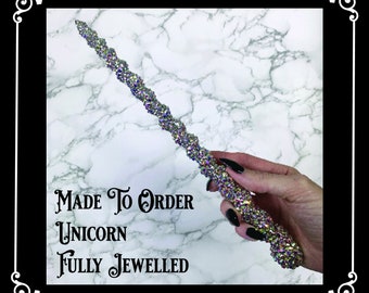 MADE TO ORDER: Jewelled  Unicorn Design, Handmade Magic Wand