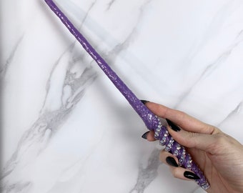 Purple Pastel, with Glitter and Jewels, Twist Design, Handmade Magic Wand