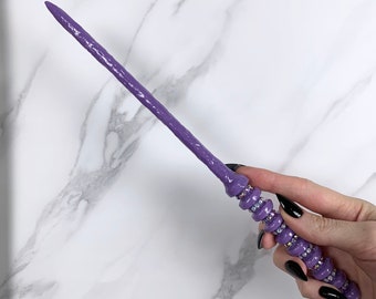 Purple Pastel, with Glitter and Jewels, Orbit Design, Handmade Magic Wand