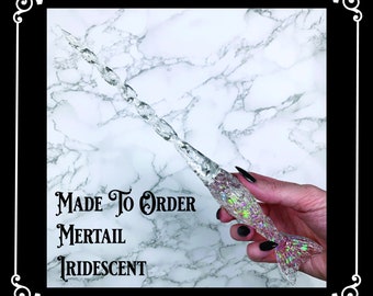 MADE TO ORDER: Mertail, Iridescent, Handmade Magic Wand