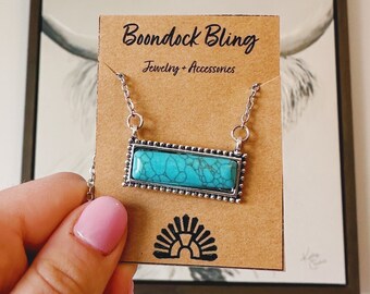 Turquoise Chunky Western Bar Necklace | howdy rodeo nashville punchy Southwestern Jewelry Western