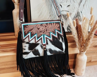 THE BETTY - Cowhide Leather Crossbody Fringe Purse