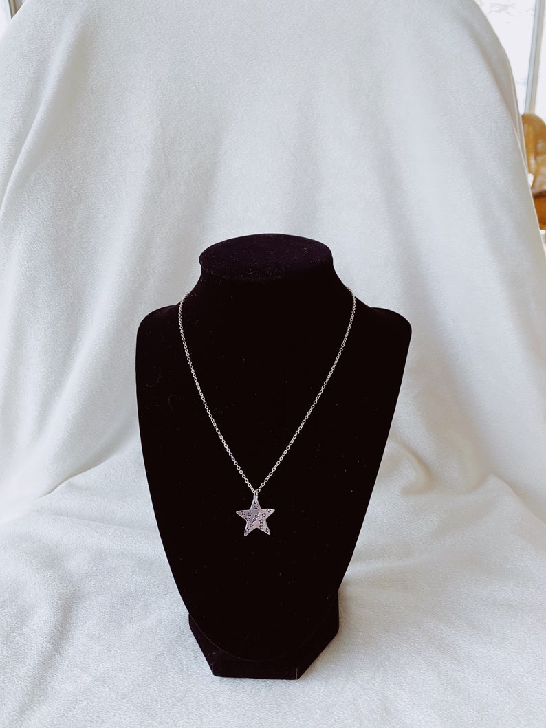 Star Necklace Metal Stamp Necklace Stormy Night Necklace