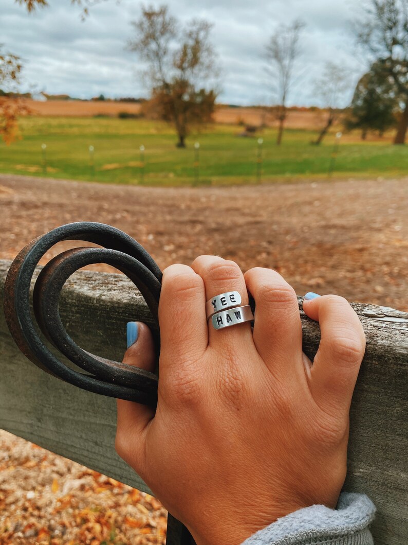 Yee Haw Ring Western Jewelry Western Ring Stamped Ring Etsy