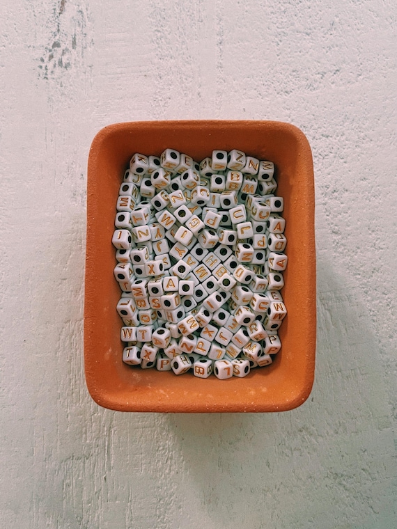 Ribbon Charm Bracelet - Gold Square Beads - Custom