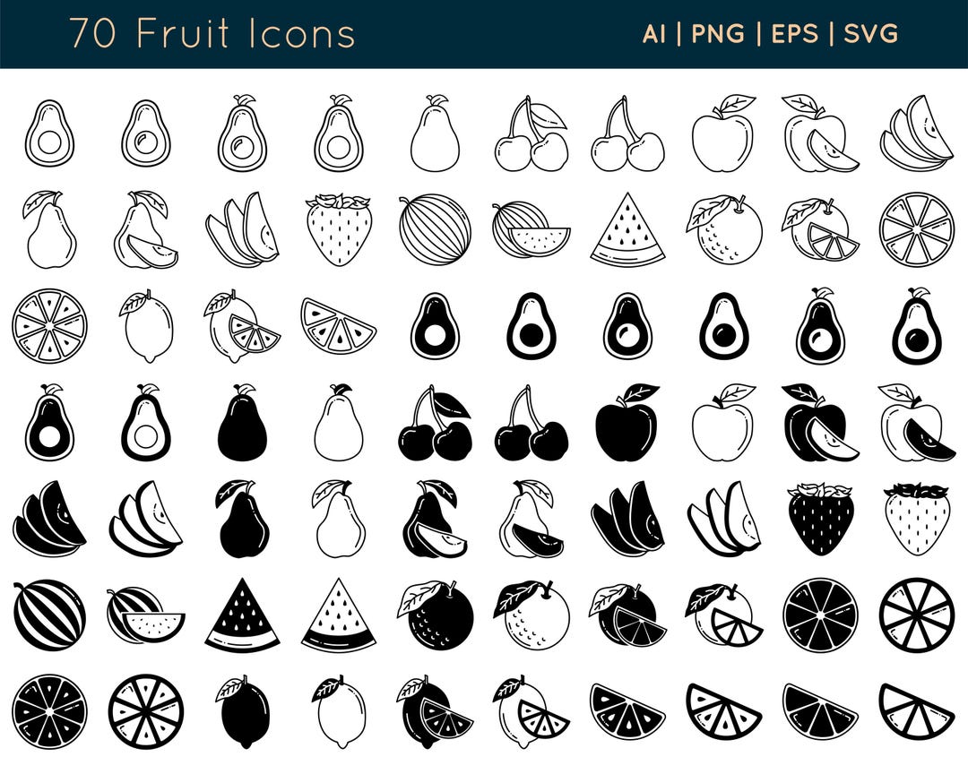 Fruit Icons | Digital Download | for Design and Web | Ai Eps Png and ...