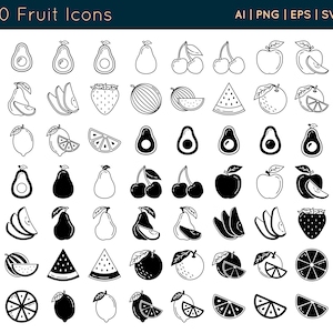 Fruit Icons | Digital Download | for design and web | ai eps png and svg files