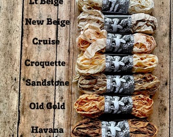 COLLECTION - Neutral colors  - Rayon Crinkle Ribbon Binding 5 yards each individually wrapped 7 Colors