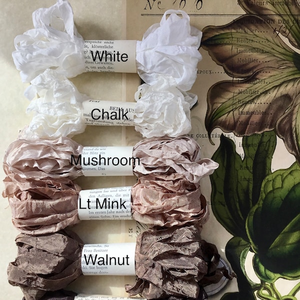 ASST TAUPE - Rayon Crinkle Ribbon Binding - Shades of TAUPE - 5 yards each individually wrapped 80+ Colors