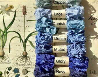 Rayon Crinkle Ribbon Binding - Shades of BLUE - 5 yards each individually wrapped 80+ Colors