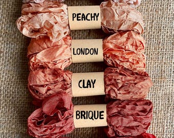 ASST CLAY  - Rayon Crinkle Ribbon Binding - Shades of CLAY - 5 yards each individually wrapped 65+ Colors