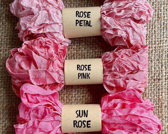 Asst Pinks - Rayon Crinkle Ribbon Binding - 5 yards each individually wrapped 65 + Colors