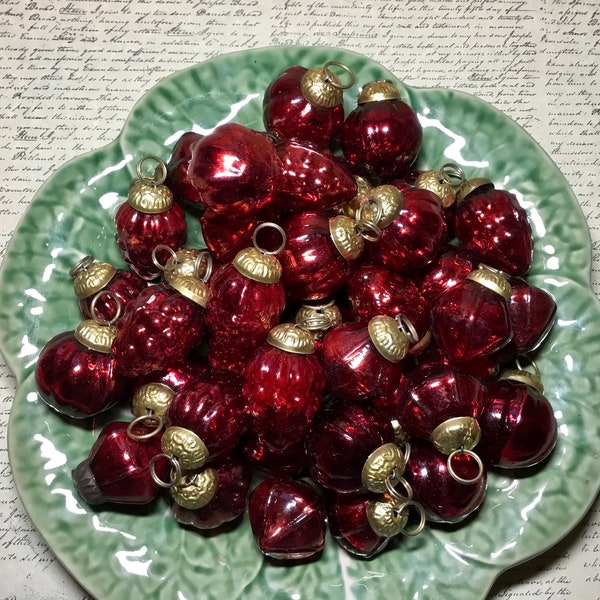 1” Glass Reproduction Kugals - Red Ornaments Sold Individually