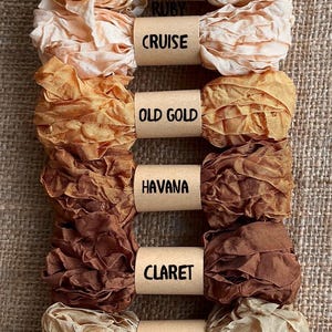 ASST NEUTRALS - Rayon Crinkle Ribbon Binding - Shades of NEUTRALS -  5 yards each individually wrapped 65 + Colors
