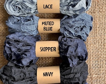ASST BLUE - Rayon Crinkle Ribbon Binding 5 yards each individually wrapped 80+ Colors