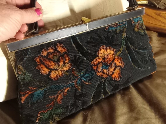Vintage Verdi Tapestry Carpet Bag Ladies Purse Pu… - image 1