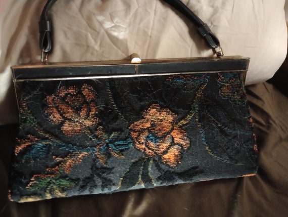 Vintage Verdi Tapestry Carpet Bag Ladies Purse Pu… - image 8