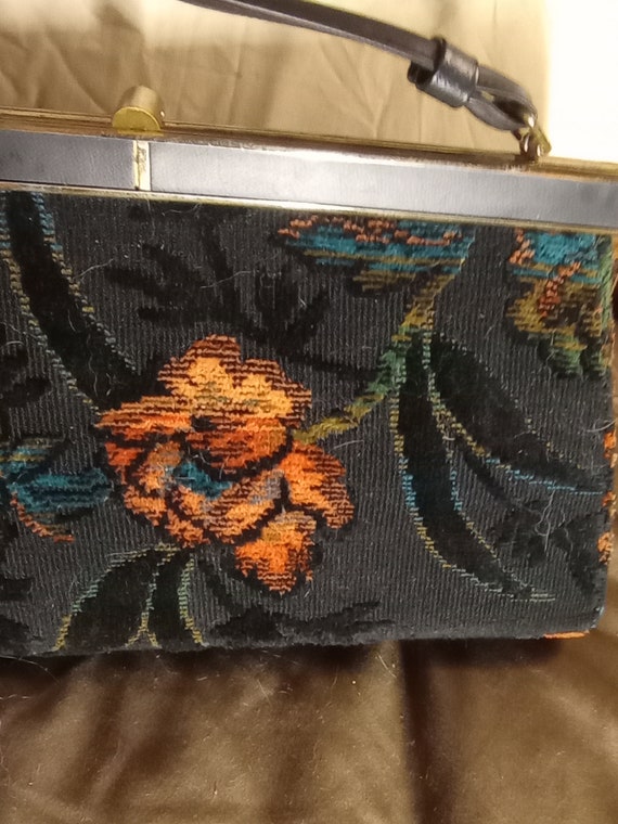 Vintage Verdi Tapestry Carpet Bag Ladies Purse Pu… - image 2