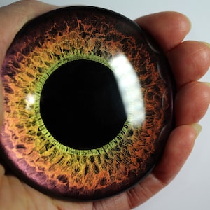 Hand painted 70 mm Matching PAIR Eurasian OWL EYE Cabochons - Free Gift, eyes, Metallic Shimmer, Eyes, glass eye cabochons, toy eyes