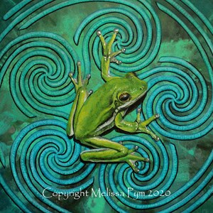 GREEN FROG PENTASKELION - Digital Download, Printable Wall Art, Sacred Geometry Wildlife Nature Print, Wildlife Wall Art, Frog Print