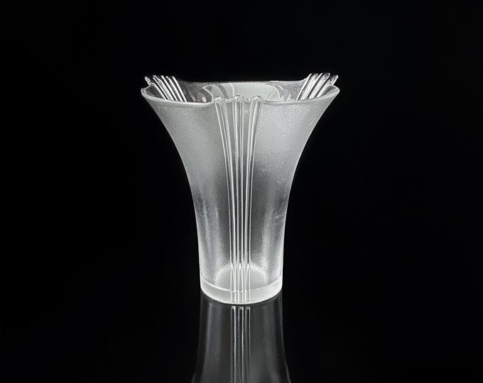 Vintage Art Deco Revival Lead Crystal Vase 80s Italy 1980 cristallo al piombo italy glass Fontana Arte