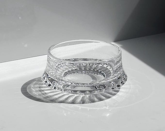 Vintage Crystal Glass Bowl / Vide Poche Mid Century 60s 70s Brutalist Bonbonniere